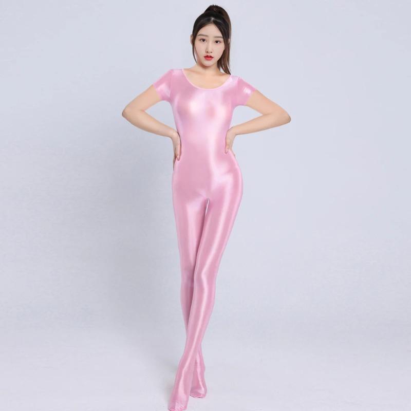 Sexy Women Cosplay Maid Leotard Oil Shiny Glossy Satin Smooth Shapping Bodysuit Elastic Tight Bodysuits Sex Game Sm Fun Cos Ootd