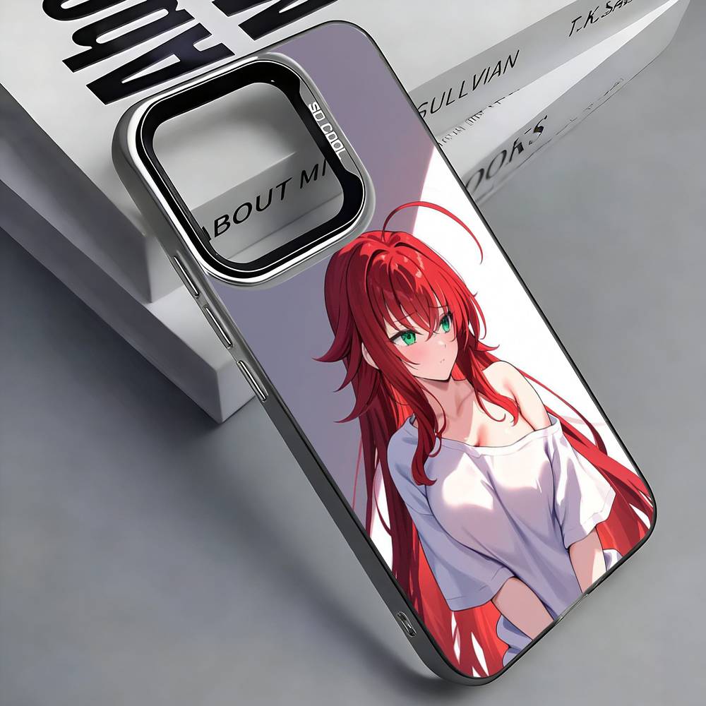 High School DxD Rias Gremory Phone Case For iPhone 17, 16,15,14,13,12,11 Plus,Pro Max, Colorful Silver Funda Cover