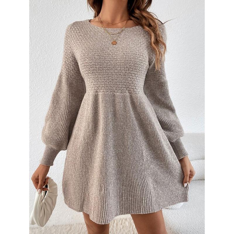 

Новый осенне-зимний женский свитер с круглым вырезом, рукавами-фонариками, модное повседневное платье для работы XL дубильная кора