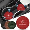 Car Cup Holder Pad PU Leather Slot Non-slip Coaster Mat For Mercedes Benz AMG W212 W205 W246 W177 W176 W213 GLC GLE GLS ML Welcome Laser Logo Lamp
