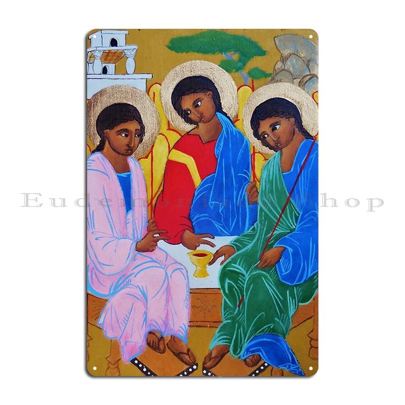 Heilige Drie-eenheid Schilderij Rublev Drie-eenheid Metalen Bord Designer Ontwerpen Decoratie Club Poster Tinnen Bord Poster
