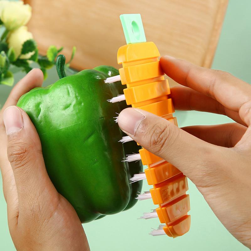 Multifunctional Flexible Cleaning Brush Carrot Brush For Potato Fruits Vegetables Kitchen Bendable Board Gap No Blind Spot Brush