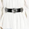 Zinc Zinc Alloy Rose Flower Waist Belt Jeans Decor Wide Waistband Fashion PU Leather Belt  Girls