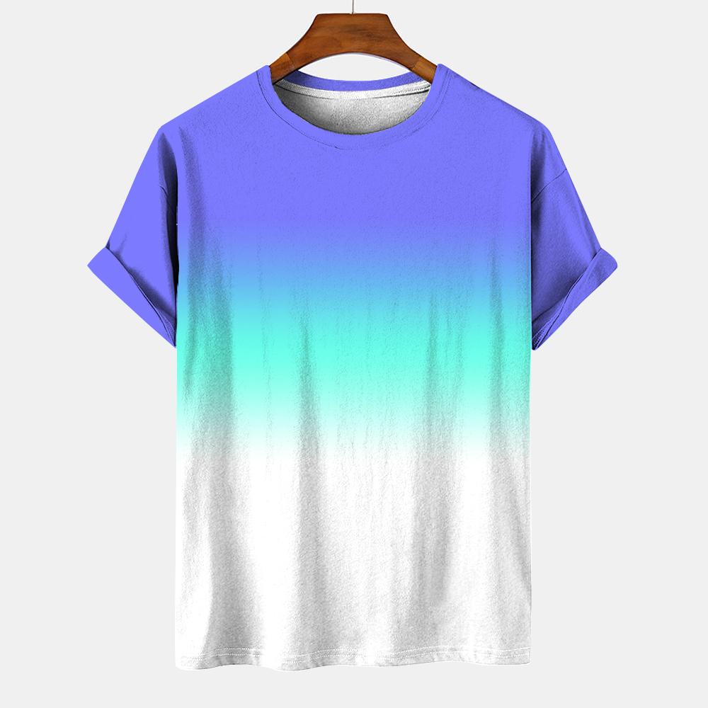 Einfache männer T-shirt Farbverlauf Druck Neue Straße Kurzarm Lose Übergroßen Hemd Alltag Casual Top Oansatz männer Kleidung