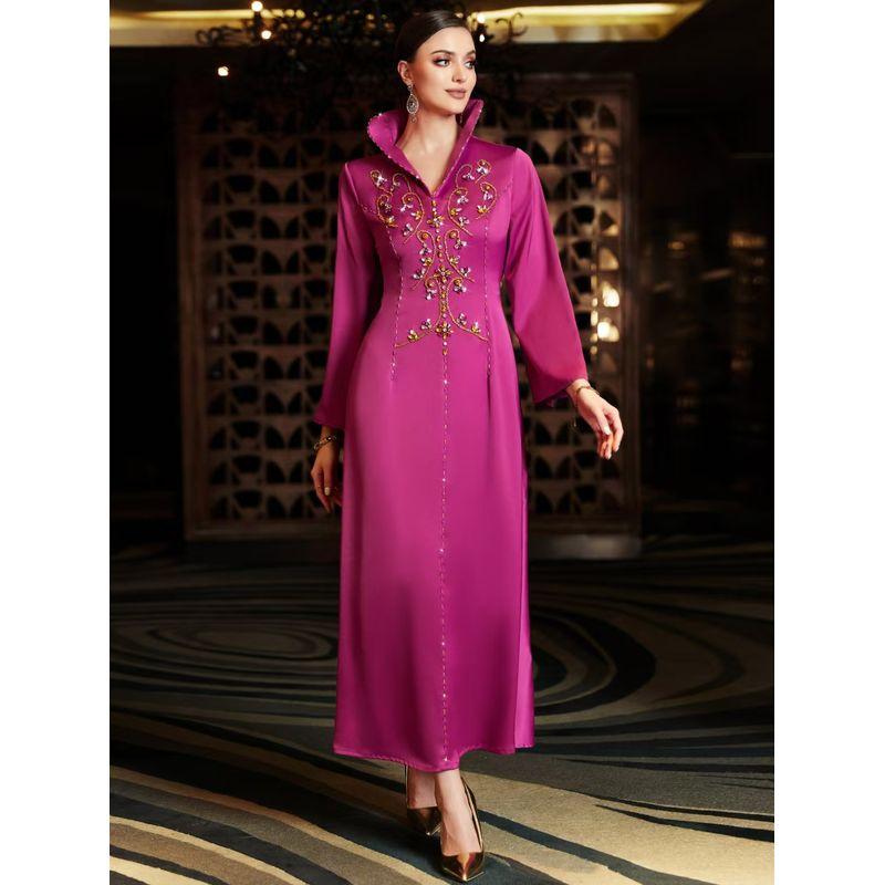 New Middle East Dubai Beads Embroidery Lace-up Dress Diamond Studded Lace up Dress