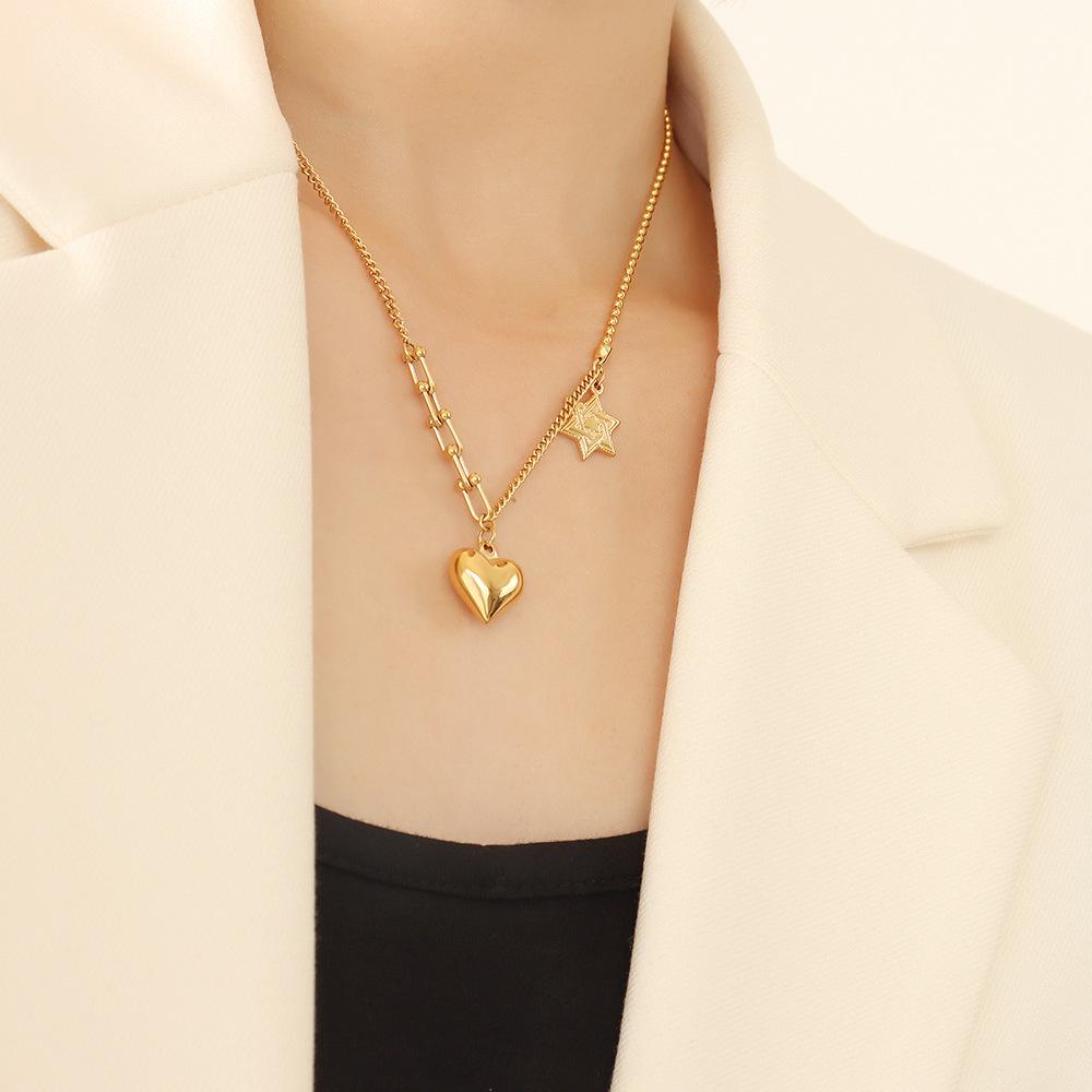 Unisex Hip-Hop Punk Star Heart Pendant Necklace P631