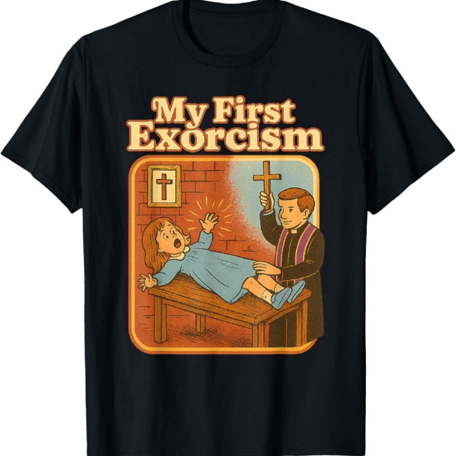 My First Exorcism Retro Funny Horror Throwback Tee T-Shirt S