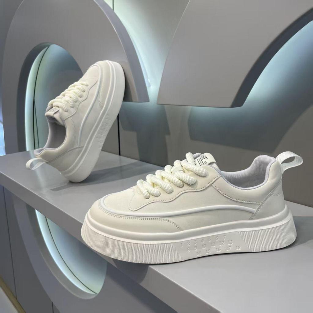 Summer 2025 Men's Breathable Sneakers, Versatile White Casual Sports Shoes with Thick Soles