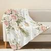 Flannel Fleece Blanket, Trimmed Edge, Soft Skin-Friendly Rose Floral Design, Warm Cozy Couch & Bedroom Cover, Perfect Valentine's Day Gift