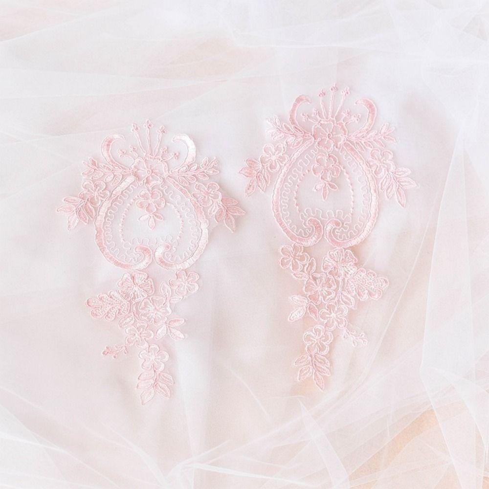 2pcs Organza Fabric Lace Applique Patch Handmade Craft DIY Sewing Lace Accessories  Quilting