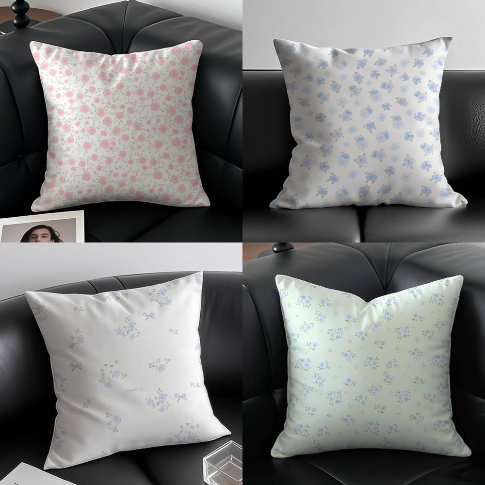 Elegant Floral Pillow Art Style Decor Cushion Cover Pillow Case Anti-Dustmite Invisible Zipper Silky Plush Cushion