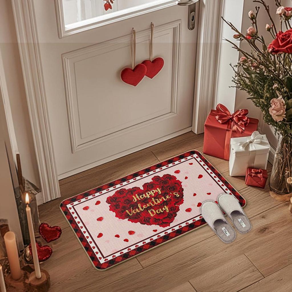 Valentine's Day Entrance Door Full-covered Floor Mats For Home Bathroom And Kitchen Water-absorbent, Non- And Dirt-resistant Floor Mats