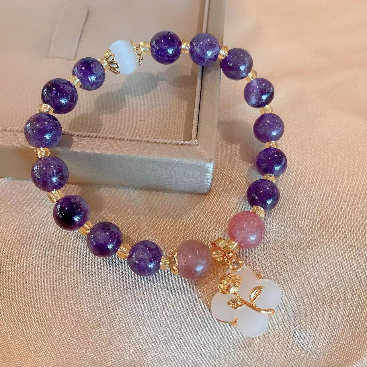Amethyst Bracelet Women s Light Luxury Retro Bangles Women Fashion Jewelry Accessories Gift фиолетовый