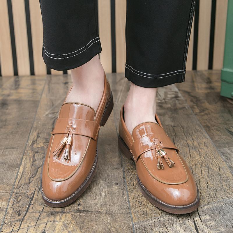 Fashion European Retro Tassel Shoes Men Casual Comfortable Fashionable Small Leather Shoes Men Business Brand Lefu Shoes Size 38-47