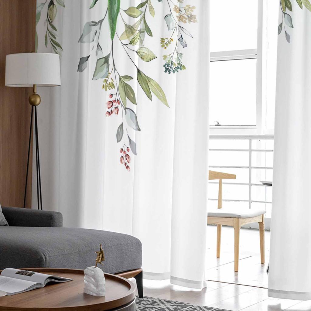 Blätter Eukalyptusblätter Blütenknospen Aquarell Transparente Vorhänge für Kinderzimmer Wohnzimmer Voile Fenstervorhänge Tüllvorhänge