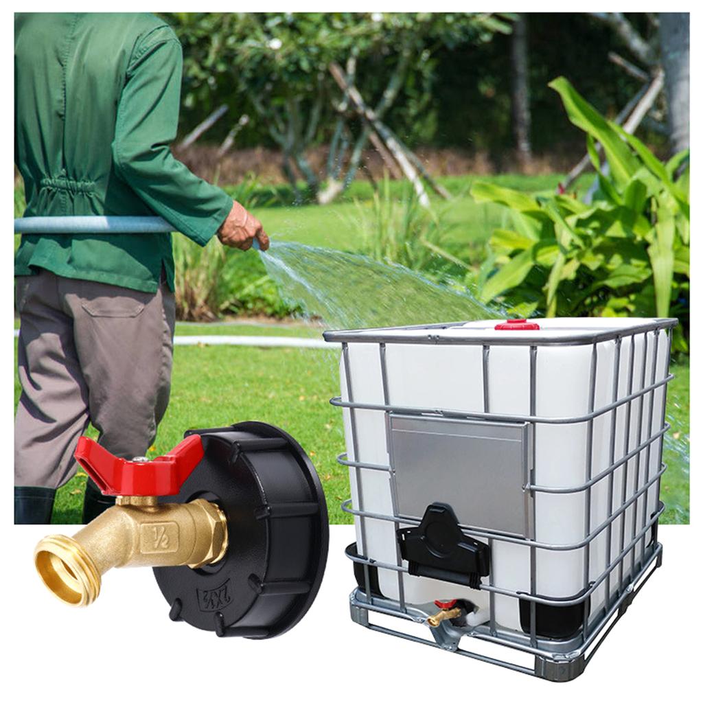 IBC Tote Adapter IBC Tote Fittings Solid Brass Water Shut-Off Valve Faucet with Garden Hose Quick Connectors Set