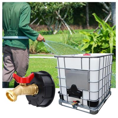 IBC-Behälteradapter, IBC-Behälterarmaturen, Wasserabsperrventilhahn aus massivem Messing mit Gartenschlauch-Schnellverbinder-Set