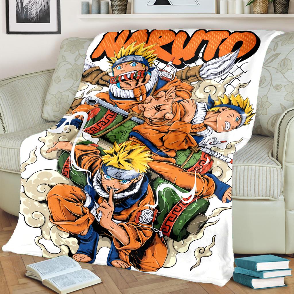 Anime-Naruto Print Blanket Warm Comfortable Flannel Blanket for Bedrooms, Sofas, Beds, Chairs, Picnics, Travel -LXR43