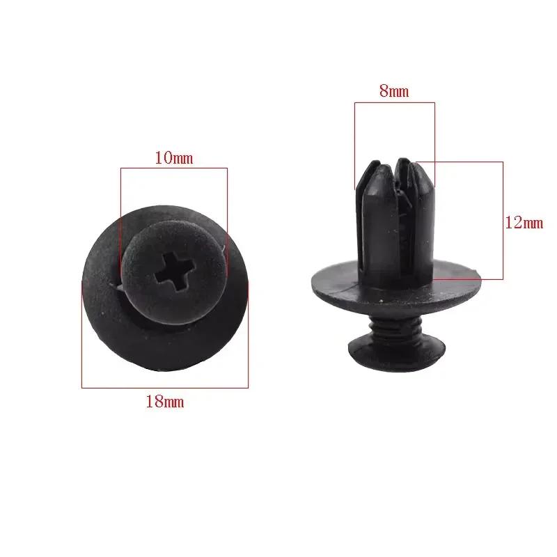 100 Stück 8mm Schwarze Kunststoffnieten – Universelle Stoßfänger- & Kotflügelbefestigungen für Toyota, Ford, Kia, Nissan, Yamaha & Mehr