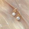 925 Sterling Silver Plated 14K Gold Simulated Pearl Zircon Earrings for Women Korean Luxury Jewelry Accessories
