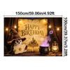 Owl,Magic Potion,Magic Theme-Happy Birthday Backdrop Polyester for Photo Booth,Party Event,Indoor/Outdoor Celebrations,Wall Decor,Home Decor