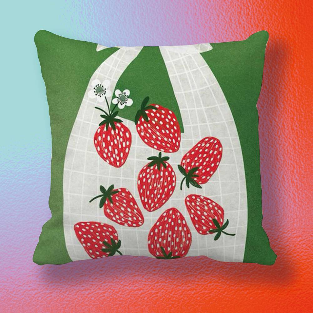 Japanese Korean Sweet Strawberry Pillow Cover Soft Microfiber Pillowcase Home Sofa Decor Surprise Decorative Printed