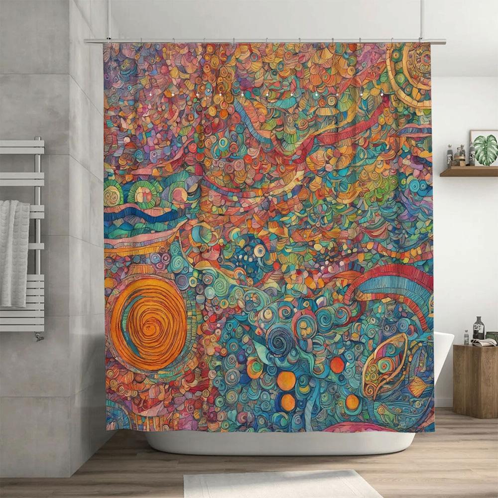 Colorful Mandala Shower Curtain Bathroom Decor for Home Decoration Waterproof Fabric with Grommets Top Multi Colors Artistic Pri