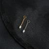 Right Grand ASTM F136 Titanium Earring Chain with Dangling Marquise CZ Charm for Labret Stud Hoop Nose Clicker Piercing Jewelry