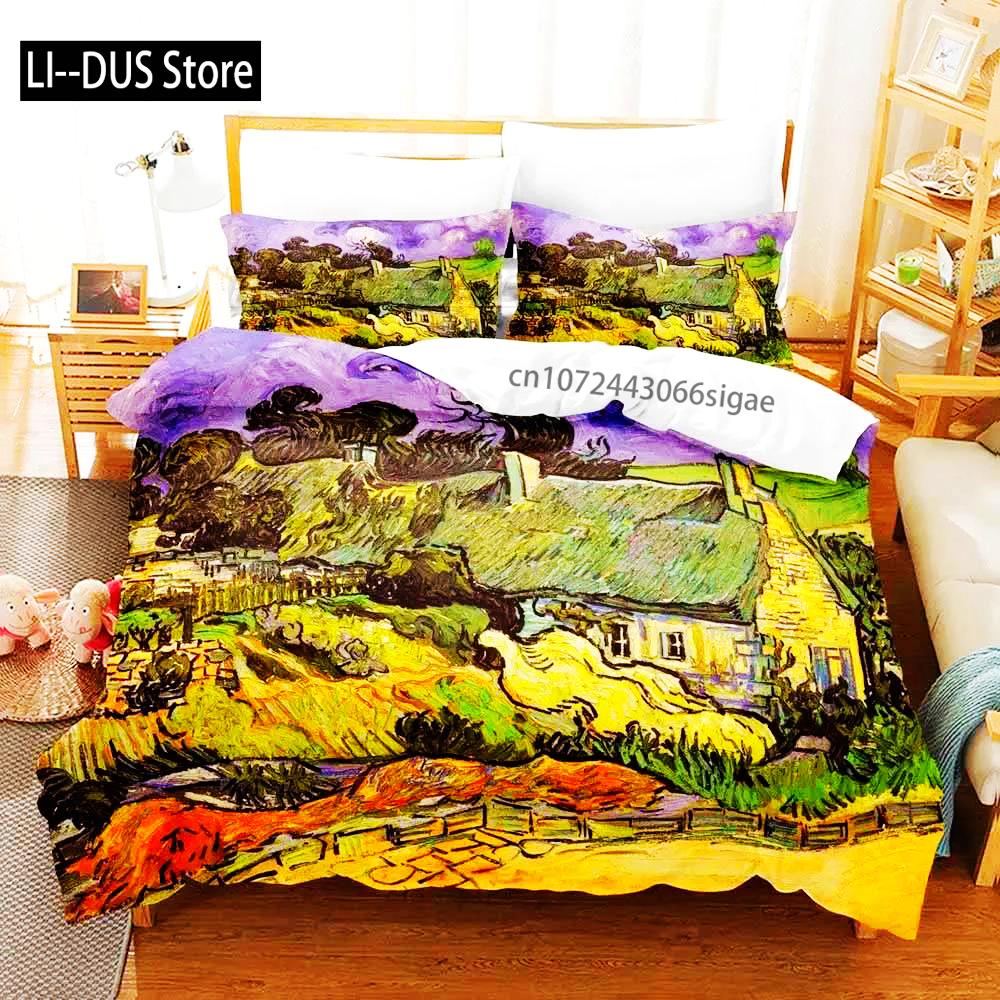 2022 Van Gogh Boys Bedroom Duvet Cover Single Double Full Queen King Size Retro Classic 3D Bedding Set Duvet Cover Bed Set
