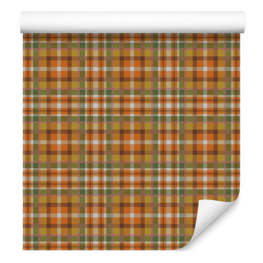 Autumn Plaid Wallpaper Gold, Orange and Ochre 50x1000
