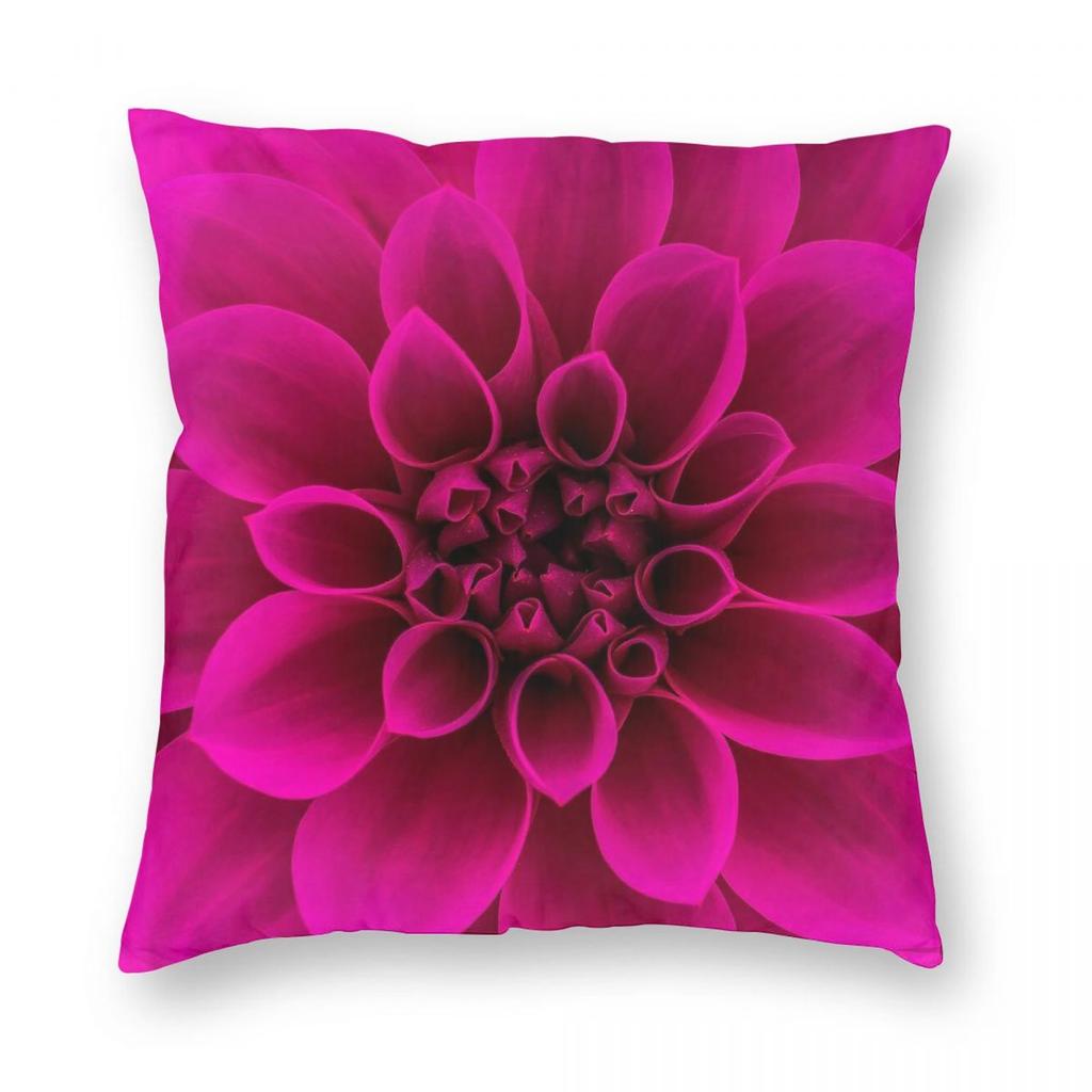 Alotta Pink Dahlia Pillowcase Polyester Linen Velvet Printed Zip Decor Car Cushion Cover