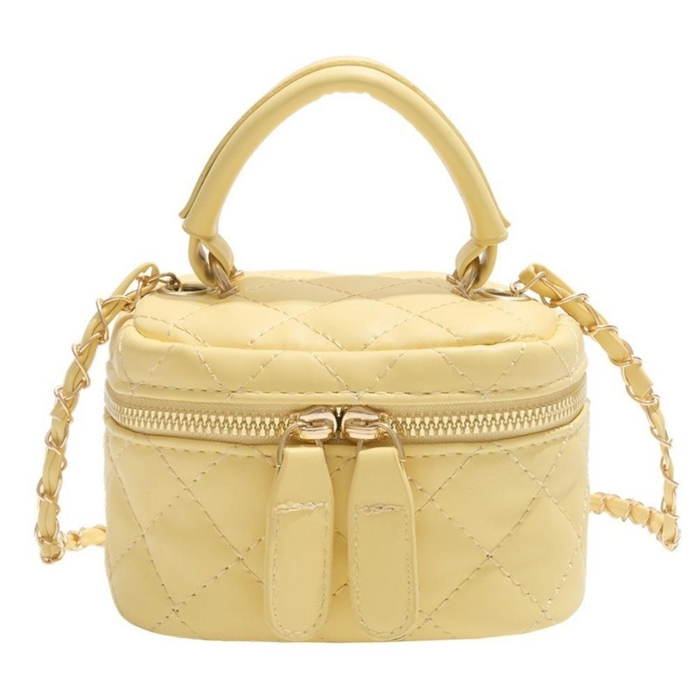 Mini Diamond Quilted Leather Bucket Bag Checkered Pattern Multi-Color Crossbody Bag with Gold Chain Shoulder Strap