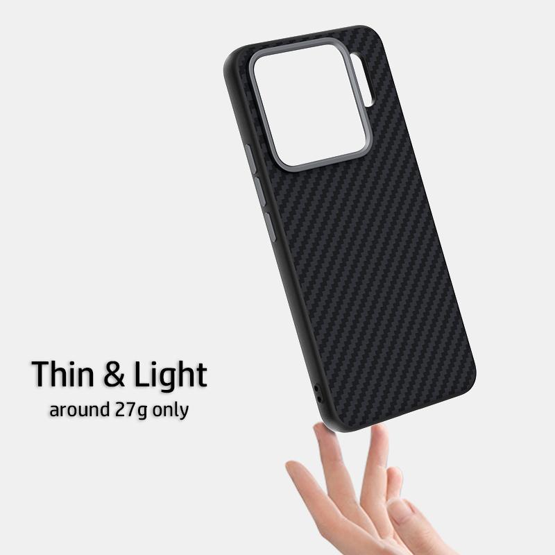 For Xiaomi 15S Pro Case Magsafe Slim Rigid Magnetic Phone Grip Carbon Fiber Leather Bumper Case Cover Metal Lens Protection