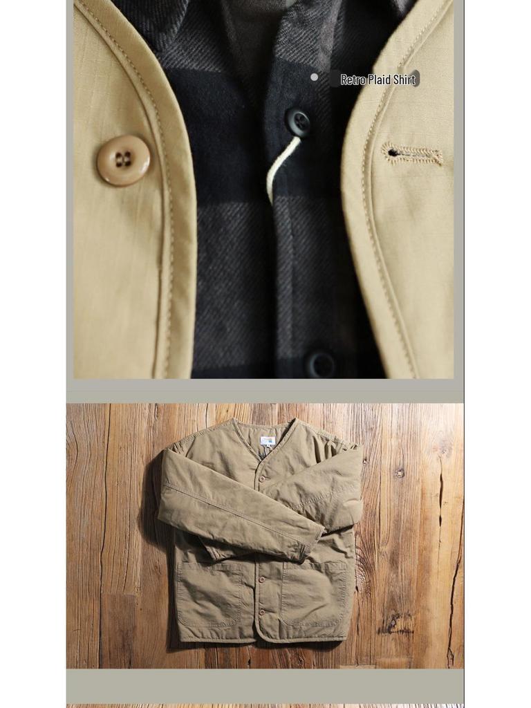 2025 Herren Retro M65 Militär Wasserdicht Gesteppt Baumwolle Arbeitsjacke - Kragenlos & Winterfest