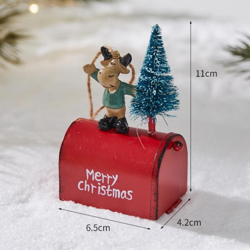 Christmas Wrought Iron Decoration Cottage Mailbox Hanging Decoration Window Display Pendant Home Decoration