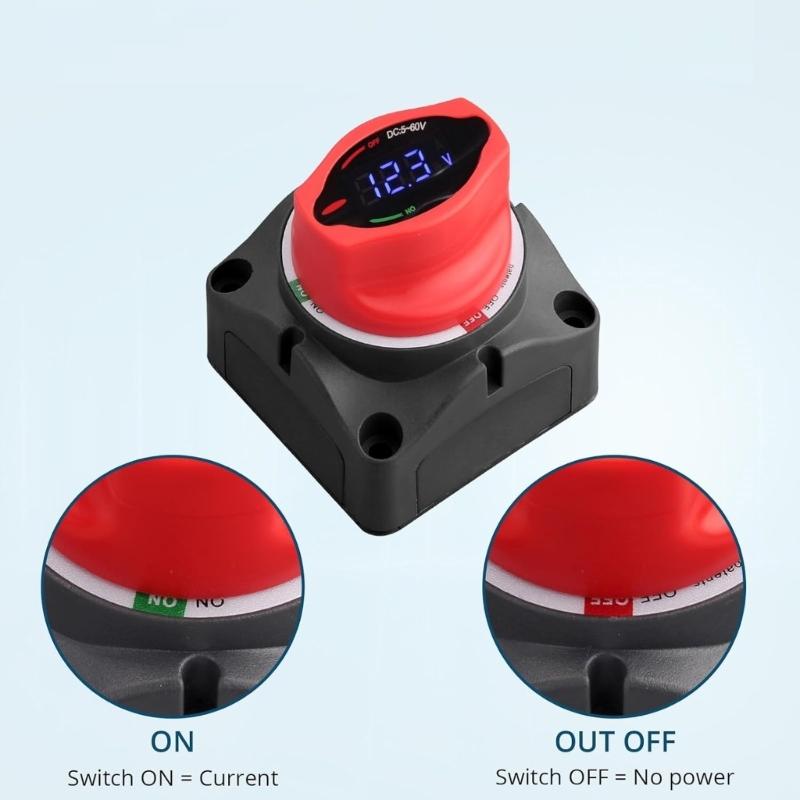 250A High Current Universal Battery Isolator Cut Off Switches with Digital Voltage Display Suitable for Boat Truck Use