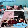 Custom Name 3PCS Floral Fashion Kpop BP Bedding Set Including 1pc Duvet Cover And 2pcs Pillowcases for Bedroom, Dormitory Gift Home Decor