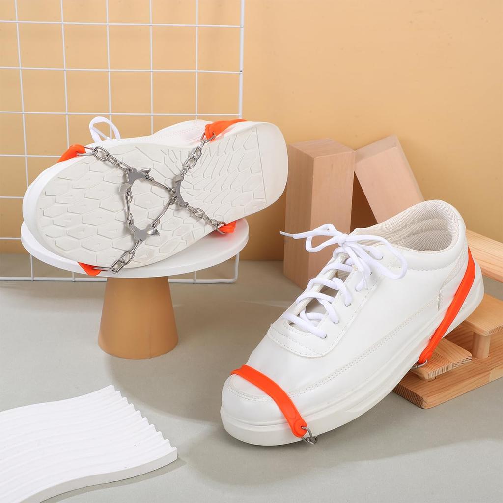 LIFKOME Kettenschuh-Set Einfach für Eis und Schnee Steigeisen, 6-Zacken, 2, Spikes, Anti-Rutsch-Sohlen, Leicht, Installieren, Pendeln, Straßen,
