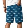 Men Corduroy Drawstring Shorts with Tropical Leaf Print Elastic Waist Casual Fit Summer Beachwear Classic Wear Style 1979