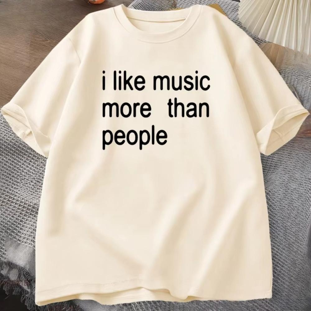 I Love Musicthemed Tshirts More Than People Unisex Fun Tshirts for Music Lovers Cotton Short Sleeves Loose Mens Clothing