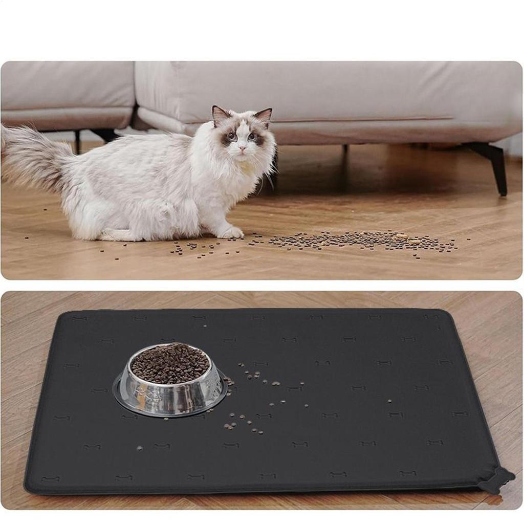 Pet Feeding Mat Kitten Food Pad 23.6 X 15.7 Inch Silicone Non-Slip Foldable Fast Drying Anti-Spill Pet Feeding Pad For Dogs Cats