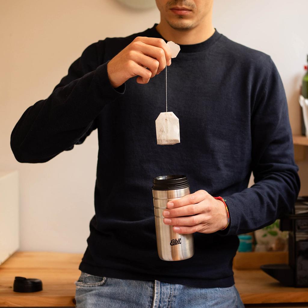 Esbit Outdoor Camping Insulated Mug Majoris Thermo Mug with Flip-Top Lid, Silver, 450ml ESMGF450TLS