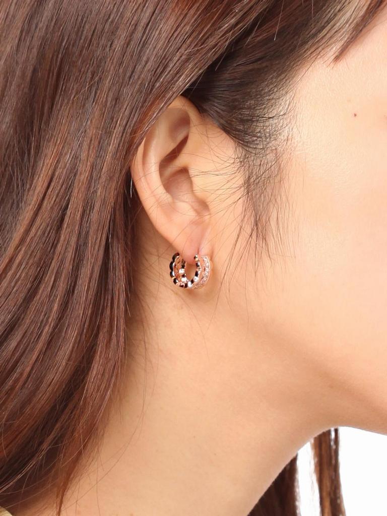 [Geiger Jewelry] 18K Wave Line One-Touch Hoop Earrings (Gold Pin) GI8KPEE026