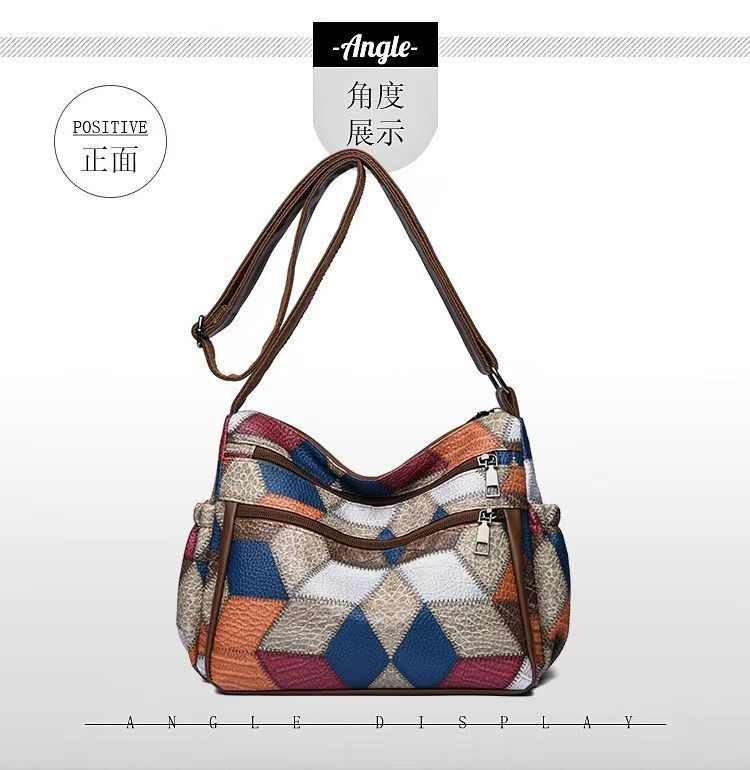 

Capacity Travel | Women Middle-aged Mom Bag Capacity Splicing Commuter Soft Leather хакі