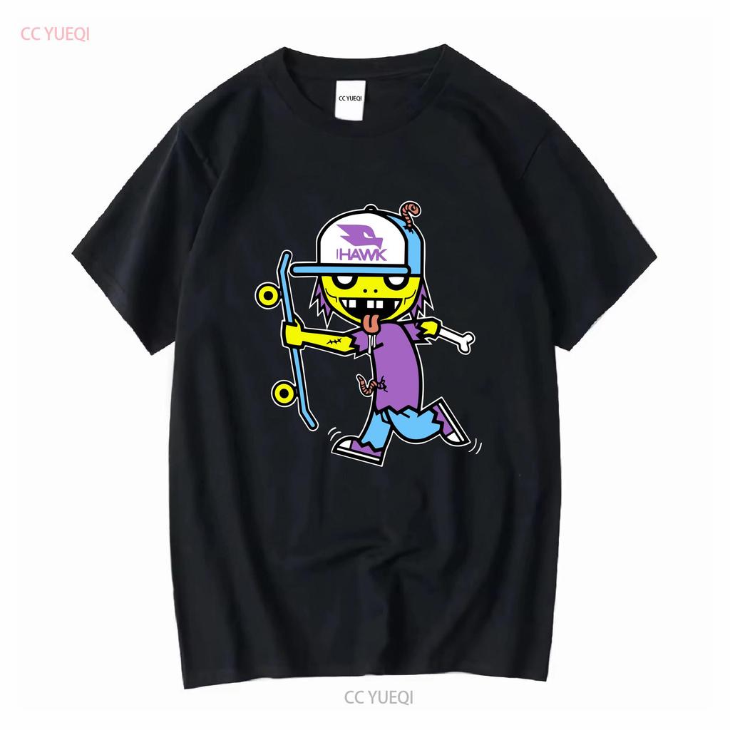 Tony Hawk Zombie Skateboarding T-shirt Blå Skjorta Ungdom Medium Polyester vintage Tvättad Mångsidig Topp För Vardagsbruk