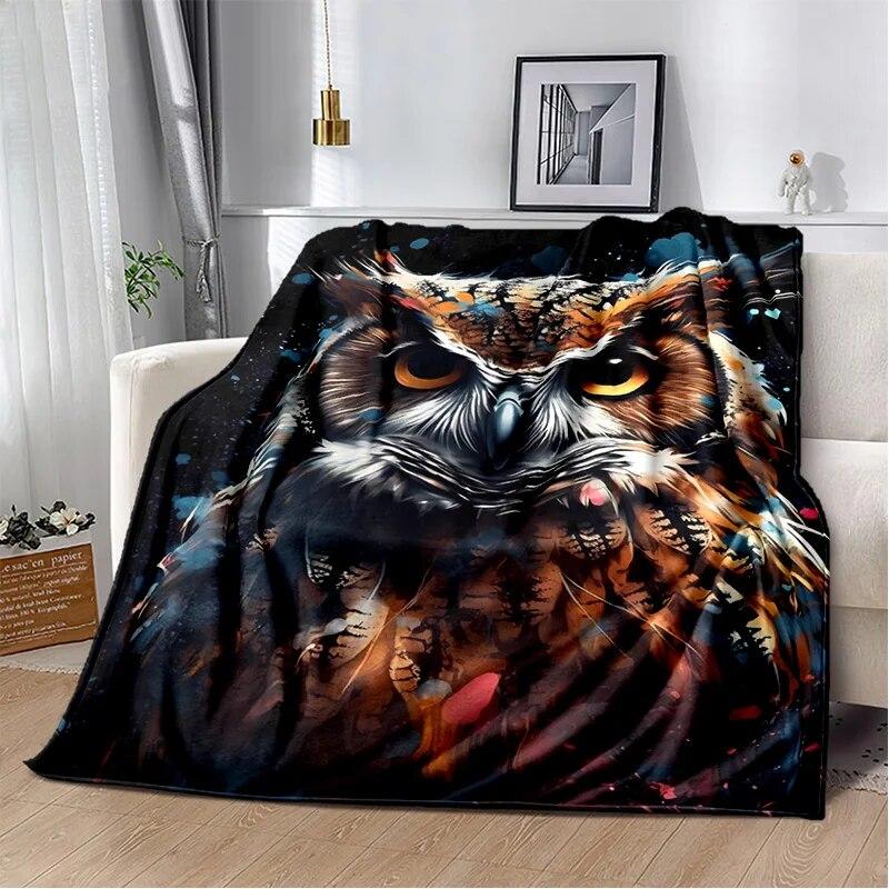 HD süße bunte Eulen-Cartoon-Decke, weiche Überwurfdecke für Zuhause, Schlafzimmer, Bett, Sofa, Picknick, Reisen, Büro, Ruhebezug, Decke für Kinder