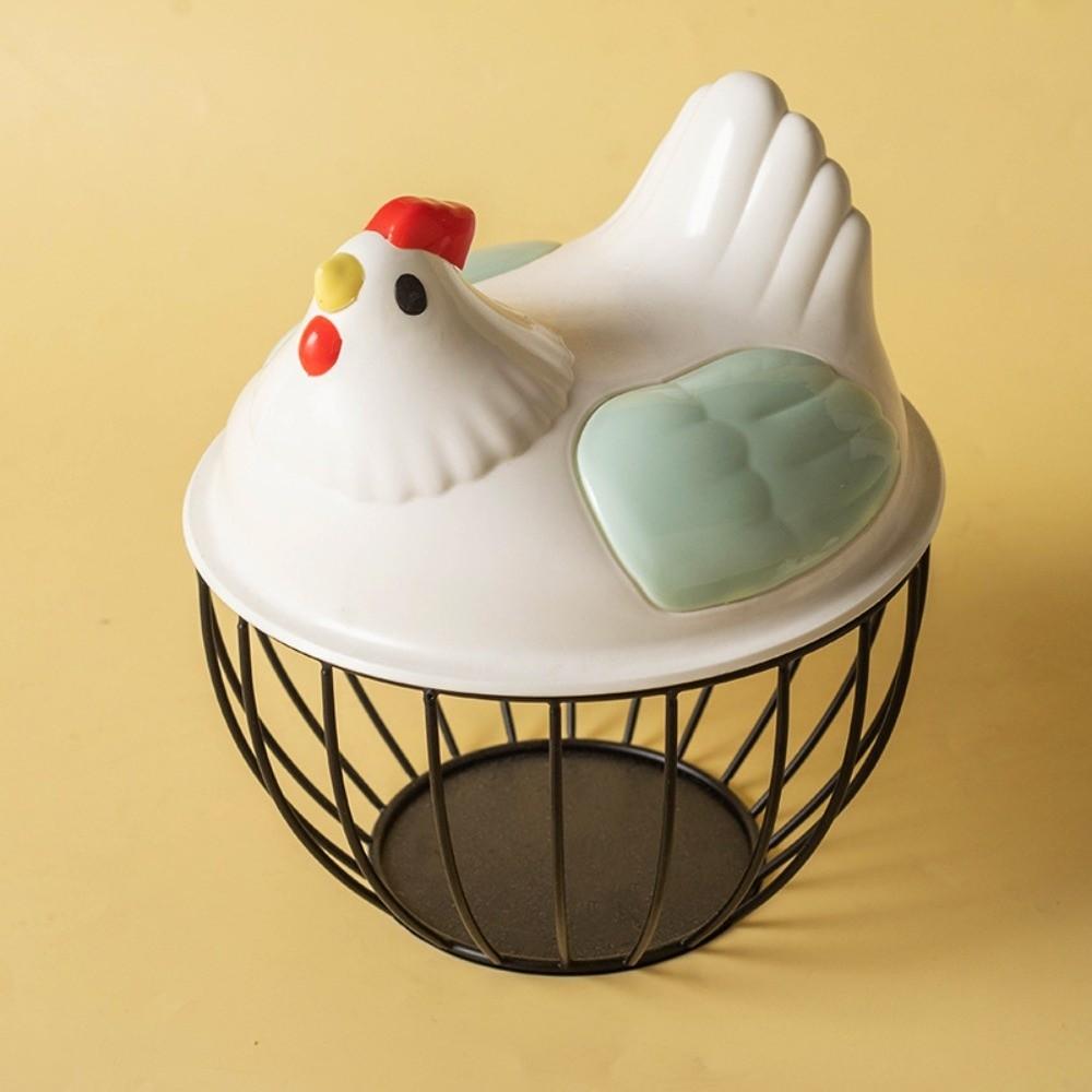 Rustic Egg Container Storage Hollow Iron Basket Hen Shape Egg Basket Kitchen Accessories