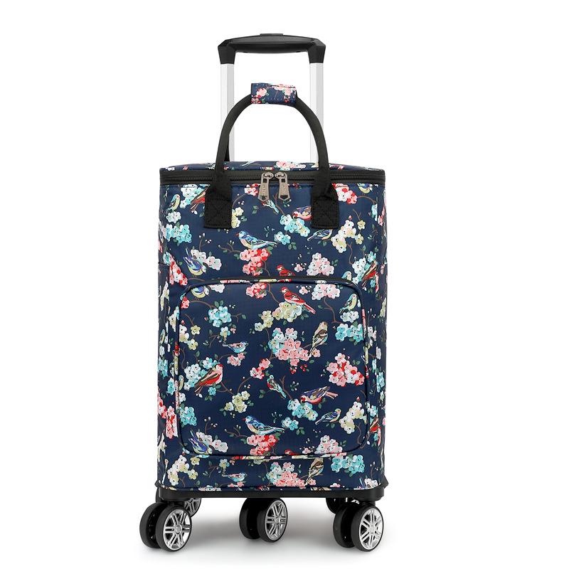 Portable Small Trolley Cart with Universal Wheels and Insulated Shopping Bag