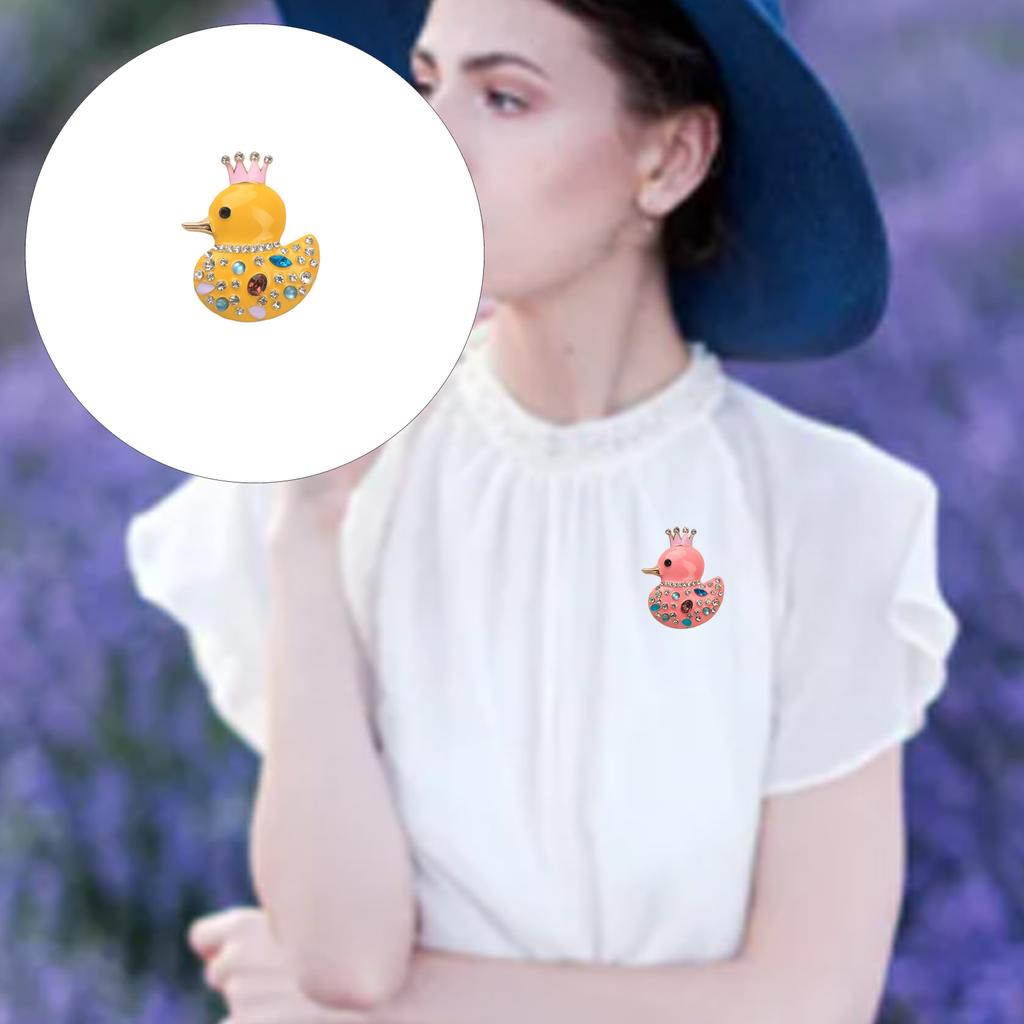 Lightweight Crystal Duck Brooch Crowns Accent Secure Pin for Garments Bags Hats Accessory Clothing Accessories
