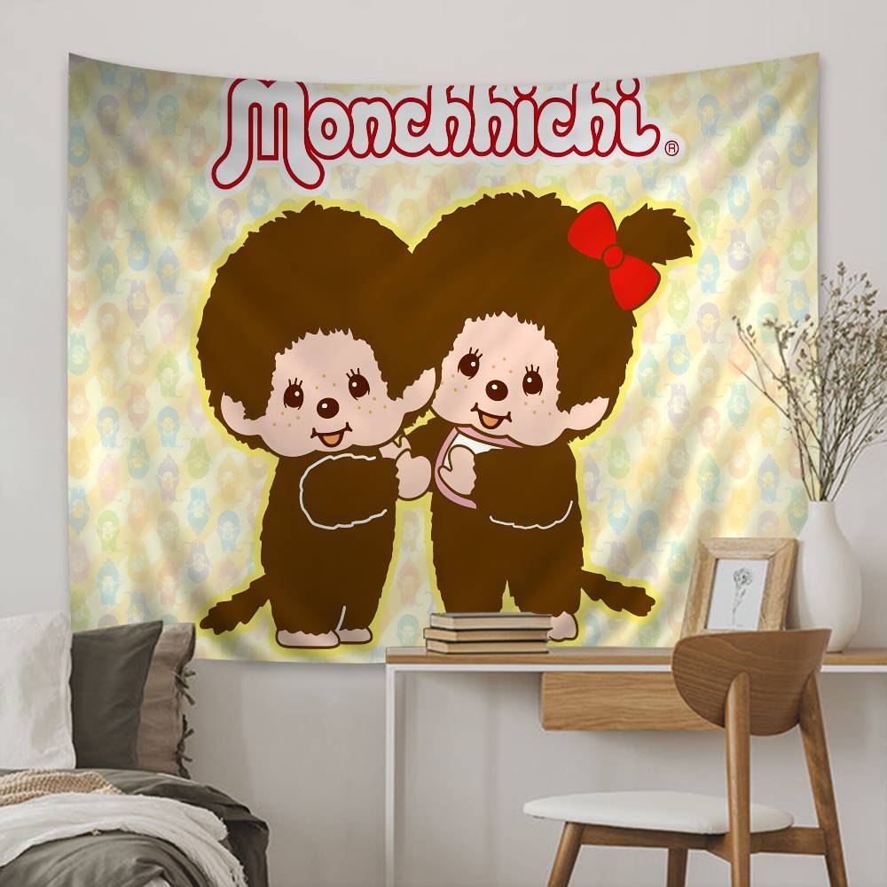 Cartoon MMMonchhichis Anime Hippie Wall Hanging Tapestries Bohemian Wall Tapestries Mandala INS Home Decor
